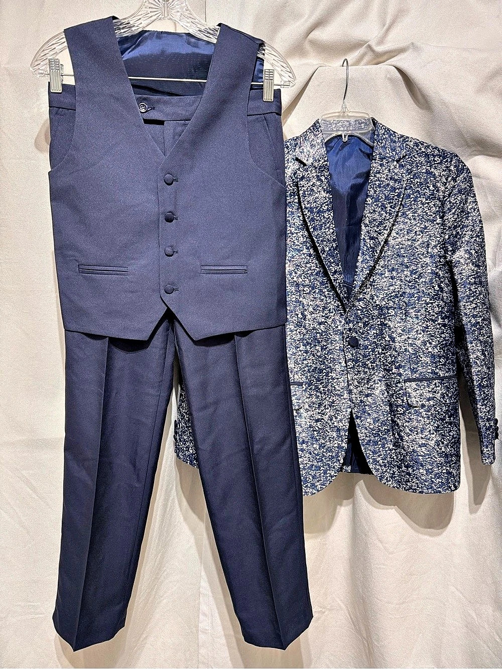 Kids World Of USA Formal Suit 3 Piece Navy Silver Party Wedding Church Baptism
